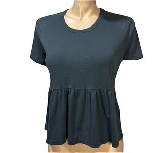 Rails Peplum Tee Top Women's Size S Small Short Sleeve Dark Charcoal